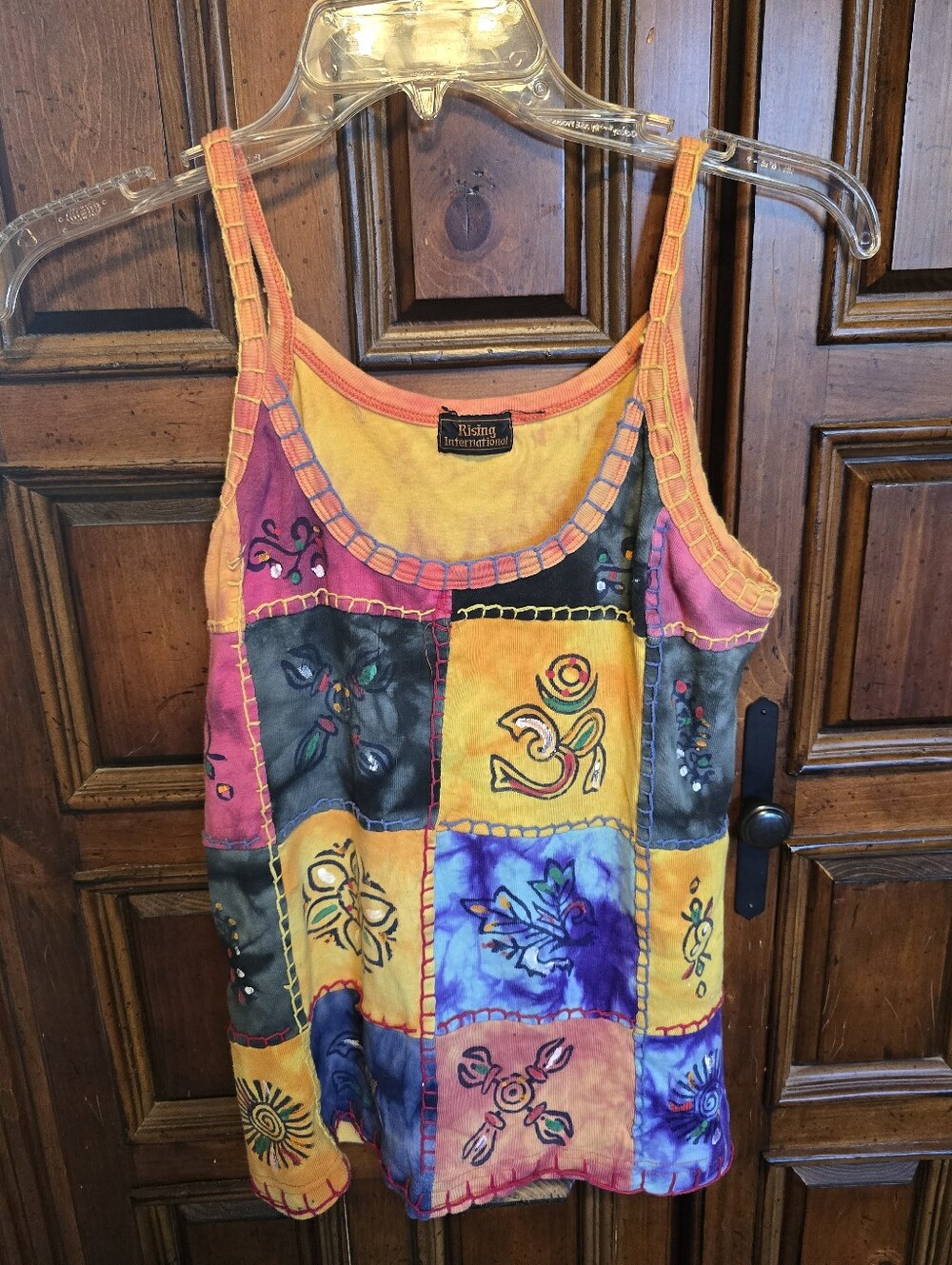 VTG Hippie Boho Tank Top Womens Size S Embroidery Coachella Y2K Aum